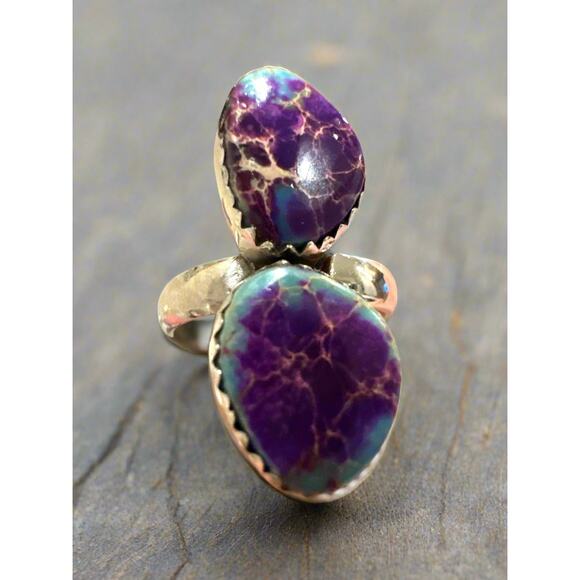 Purple Sea Sediment Jasper | 925 Sterling Silver Ring | Adjustable 4-9 - Picture 6 of 7